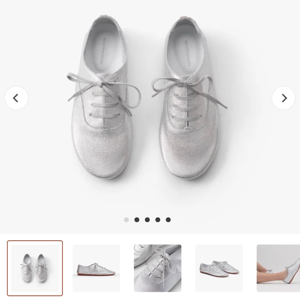 anothersole Paris Lace Up Flats Silver Size 41 EUC Casual Glam - Picture 4 of 9